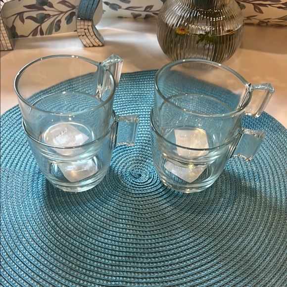 NWT IKEA Sophisticated Glass Drinkware Set of 4 mugs for coffee or tea - Picture 1 of 14